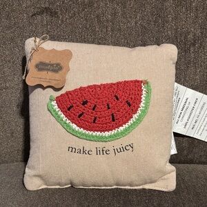 Mud Pie “Make Life Juicy” Watermelon Accent Pillow